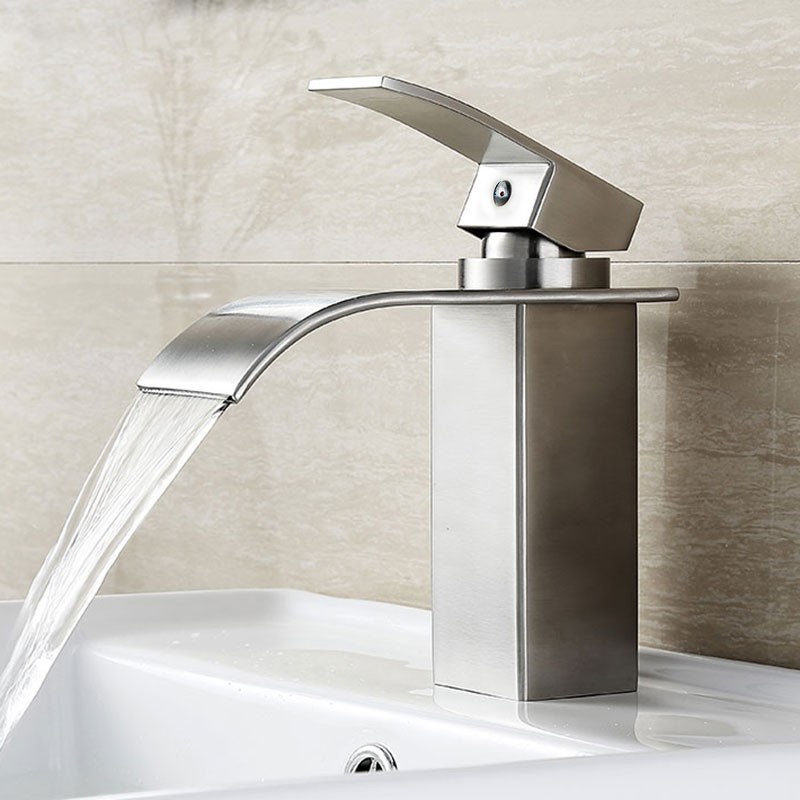 Basin&Sink Waterfall Faucet - Brass in Brushed Nickel (81H36-BN-S)