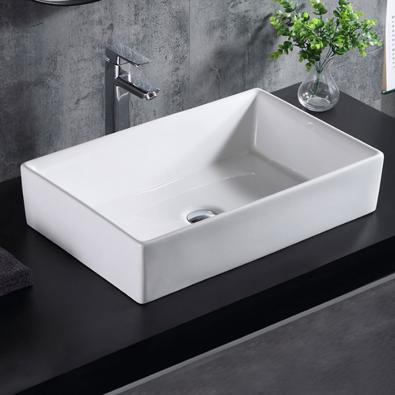 White Rectangle Ceramic Above Counter Basin (CL-1328)