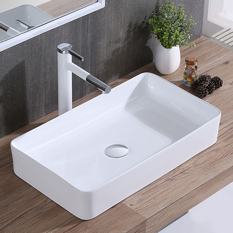 White Rectangle Ceramic Above Counter Basin (CL-1320)