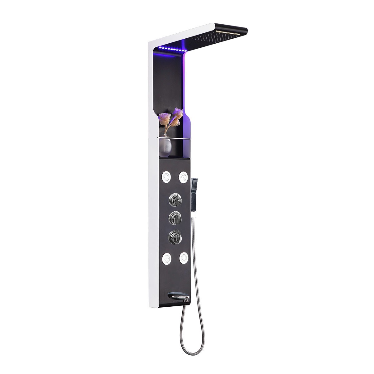 Black Stainless Steel Thermostatic LED Shower Panel System (LYB-5503-HB)