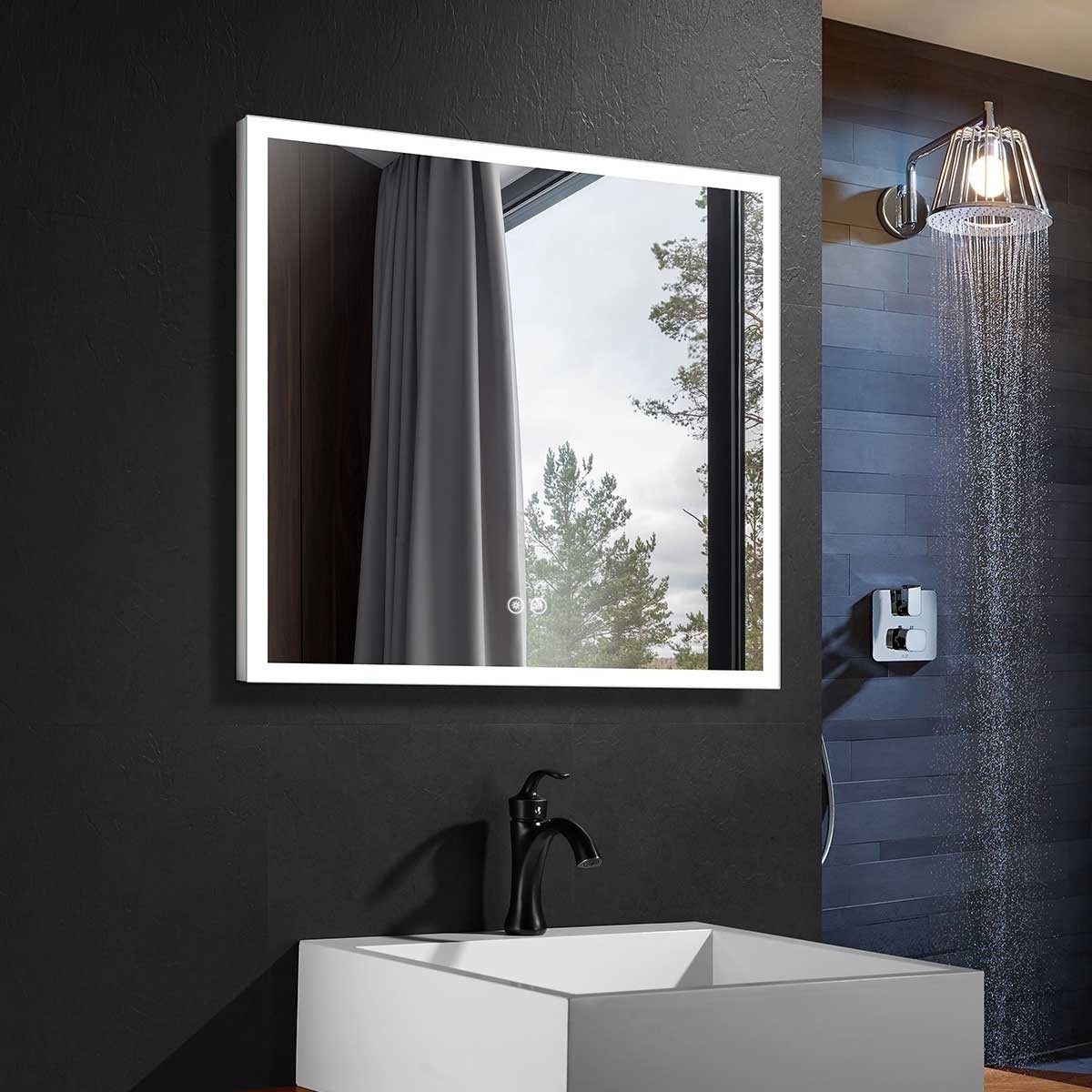 DECORAPORT 36 x 36 Inch LED Bathroom Mirror with Touch Button, Anti Fog, Dimmable (D112-3636)