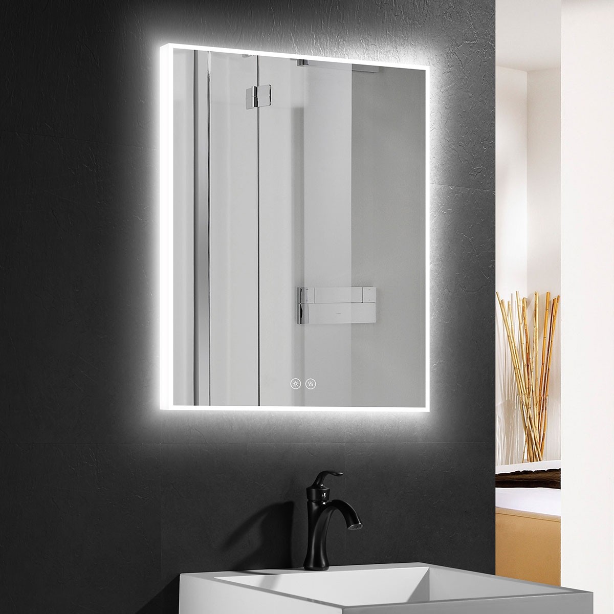 DECORAPORT 24 x 32 Inch LED Bathroom Mirror with Touch Button,Anti Fog, Dimmable, Vertical & Horizontal Mount (EH-2432)
