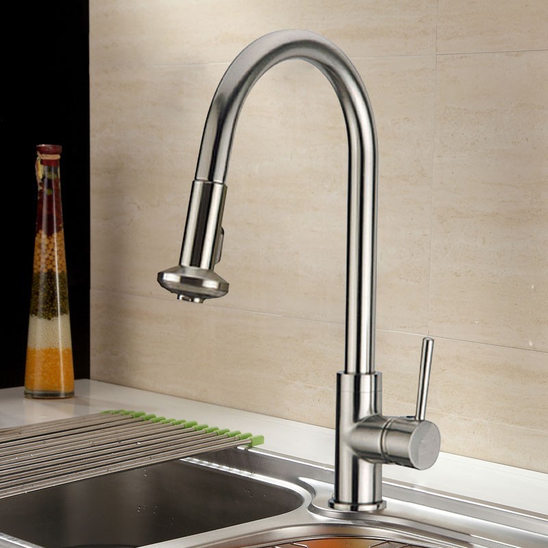 Decoraport Brass with Chrome Finish Pull Out Kitchen Faucet (D004CH)