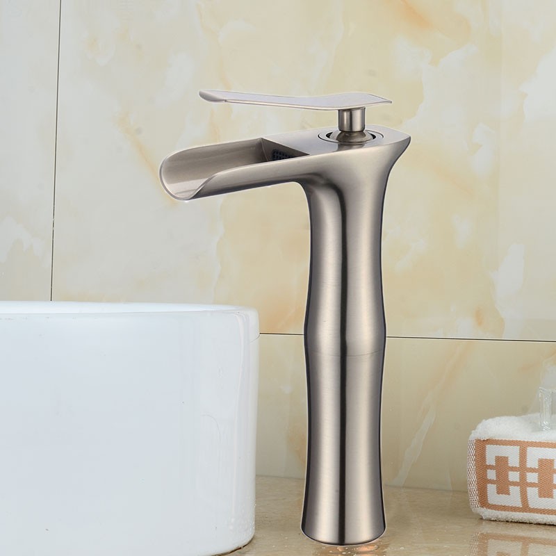 Basin&Sink Waterfall Faucet - Brass in Brushed Nickel (81H36-BN-005-T)
