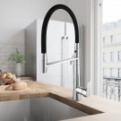 Chrome Kitchen Faucet with Black Flexible Hose (YDL0001)