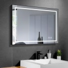 DECORAPORT 36 x 28 Inch LED Bathroom Mirror with Touch Button, Black Frame, Anti Fog, Dimmable, Vertical & Horizontal Mount (D613-3628)