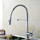 Chrome Finished Brass Spring Kitchen Faucet - Pull Out Spray Head (82H10-CHR)