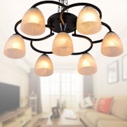 7-Light Black Wrought Iron Chandelier with Glass Shades (DK-820-7)