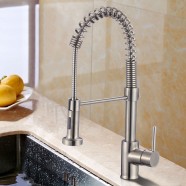 Brushed Nickel Finished Brass Kitchen Faucet - Pull Out Spray Head (82H07-BN-S)