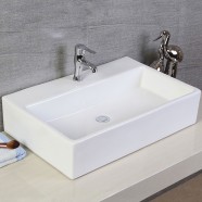 Decoraport White Rectangle Ceramic Above Counter Vessel Sink (CL-1099)