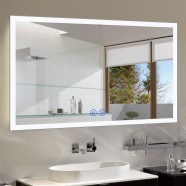 DECORAPORT 55 x 36 Inch LED Bathroom Mirror with Touch Button, Anti Fog, Dimmable, Bluetooth Speakers, Vertical & Horizontal Mount (D121-5536A)