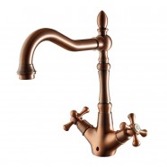 Decoraport Basin&Sink Faucet - Single Hole Double Lever - Brass with Red Bronze Finish (M182B)