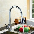 Brushed Nickel Finished Brass Kitchen Faucet - Pull Out Spray Head (82H11-BN)