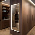 DECORAPORT 48 x 20 Inch LED Full-Length Dress Mirror with Touch Button, Explosion-proof Film, Dimmable, Gold Frame, Cold & Neutral & Warm Lights, Mirror&Wall Control, Standing Holder (D1805-4820)