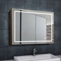 DECORAPORT 36 x 28 Inch LED Bathroom Mirror with Touch Button, Light Luxury Gold, Anti Fog, Dimmable, Vertical & Horizontal Mount (D713-3628)
