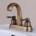 Decoraport Basin&Sink Faucet - Double Hole Double Lever - Brass with Antique Copper Finish (6902)