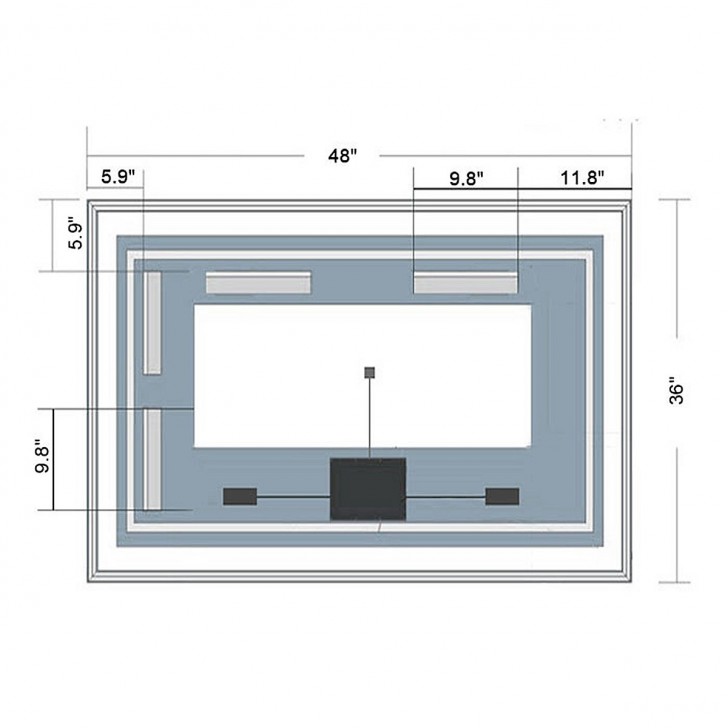 DECORAPORT 48 x 28 Po Miroir de Salle de Bain LED avec Bouton Tactile, Anti- Buée, Luminosité Réglable, Montage Vertical & Horizontal (D108-4828)