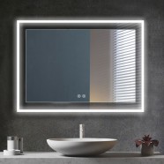 DECORAPORT 48 x 36 Po Miroir de Salle de Bain LED avec Bouton Tactile, Anti-Buée, Luminosité Réglable, Bluetooth, Montage Vertical & Horizontal (D323-4836A)