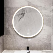DECORAPORT 28 x 28 Po Miroir de Salle de Bain LED avec Bouton Tactile, Luxe Léger, Anti-Buée, Luminosité Réglable (D902-2828)