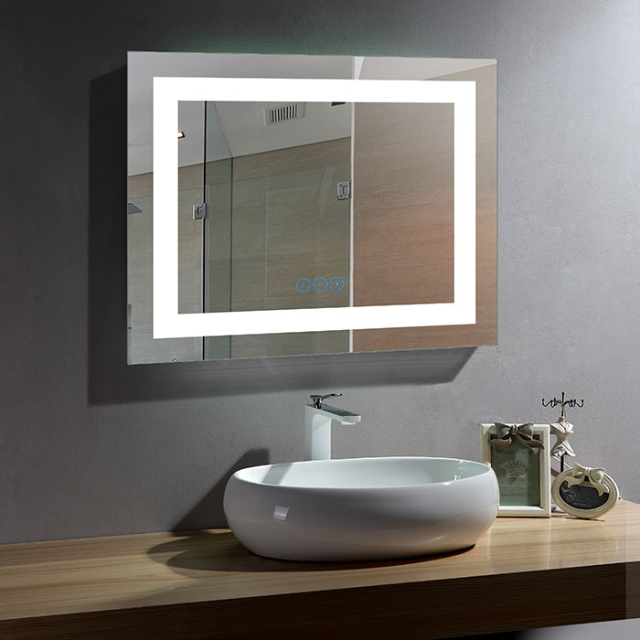 LED Lighted Mirror with Antifog Bluetooth Bathroom Vanity ...