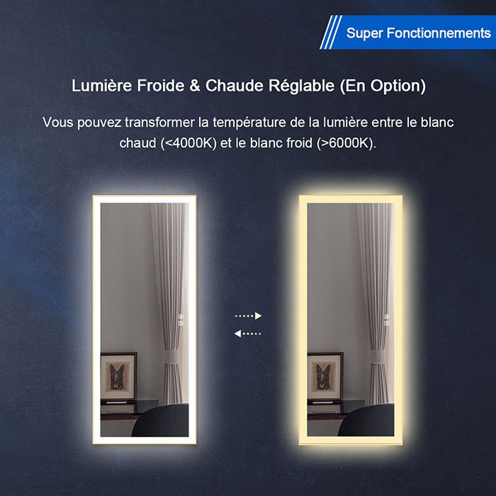Miroir Chambre LED Pleine Longueur